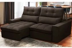 Sofá Retrátil Reclinável 3 Lugares 230cm Damy F05 Veludo Marrom Escuro