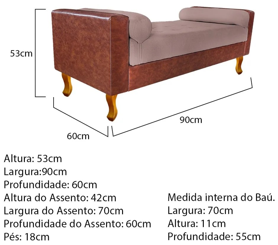 Recamier Félix Solteiro 90cm Corano Nozes e Linho Rosê - ADJ Decor