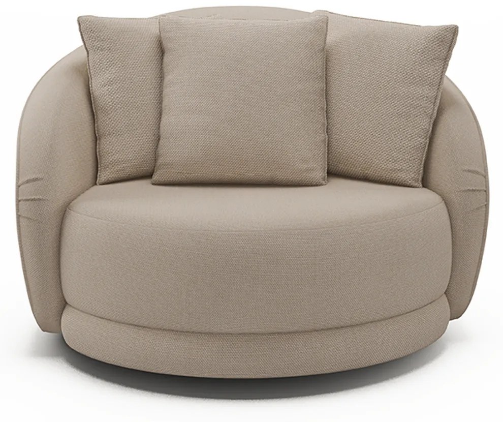 Poltrona Decorativa Base Giratória Galáxia com Almofadas Linho Off White G45 - Gran Belo