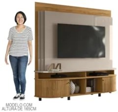 Estante Painel de TV 65 Pol 183cm Ramona Z10 Fendi/Naturale - Mpozenat