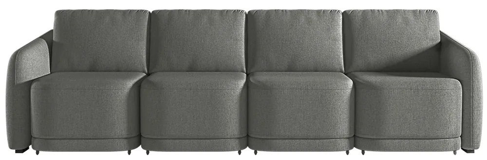 Sofá Cama Modulado Retrátil e Reclinável Decorativo Varsóvia 356cm Linho Cinza Chumbo G33 - Gran Belo