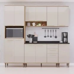 Armário Cozinha 5 Peças CP02 Com Tampo Nádia Mocca/Avelã L01 - Mpozena