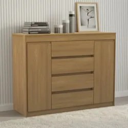 Cômoda Quarto 123cm 4 Gavetas 2 Portas Samira Freijó L01 - Mpozenato