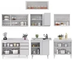 Armário de Cozinha Modulado de Canto 7 Peças CP20 Balcão com Tampo Bra