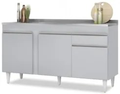 Balcão de Cozinha Com Pia Inox 150cm Dakota Cinza Claro     - Lumil