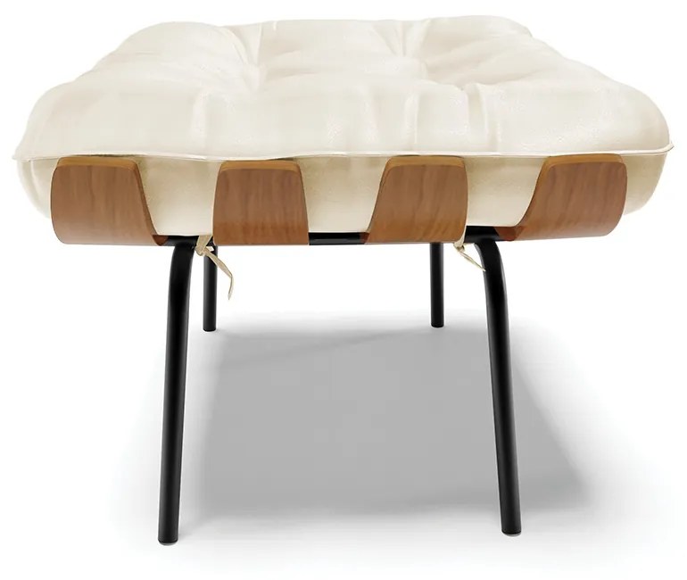 Puff Costela Corino Base Metálica Preto M11 - D'Rossi - Bege