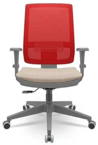 Cadeira Brizza Diretor Grafite Tela Vermelha Assento Poliester Fendi Base RelaxPlax Piramidal - 66422 Sun House