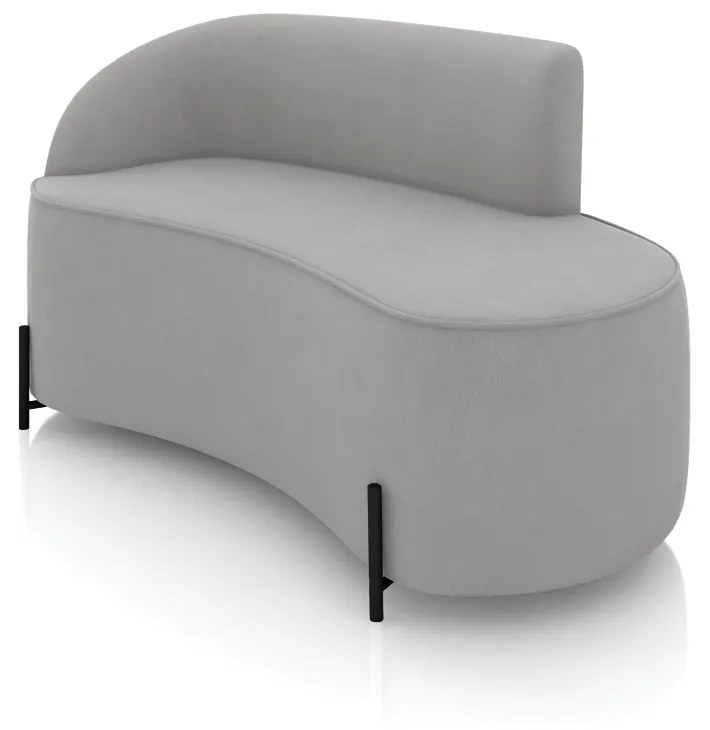 Sofá 2 Lugares Orgânico 140cm Pé Ferro Preto Morgan Suede D03 - D'Rossi - Cinza
