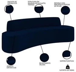 Sofá 5 Lugares para Sala de Estar Living 280cm Theo D06 Veludo Royal -