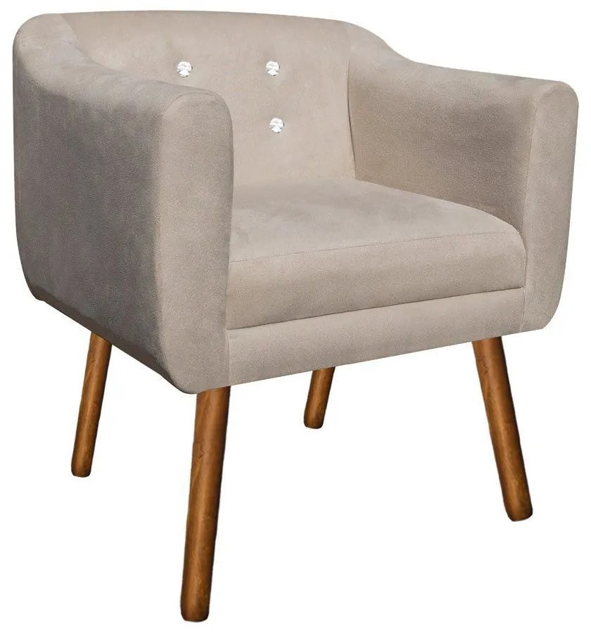 POLTRONA JULIA SUEDE BEGE COM STRASS PES