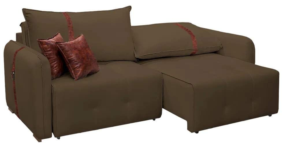 Sofá-Cama 2,30 m Retrátil e Reclinável 2 Lugares Elegance - Veludo Marrom