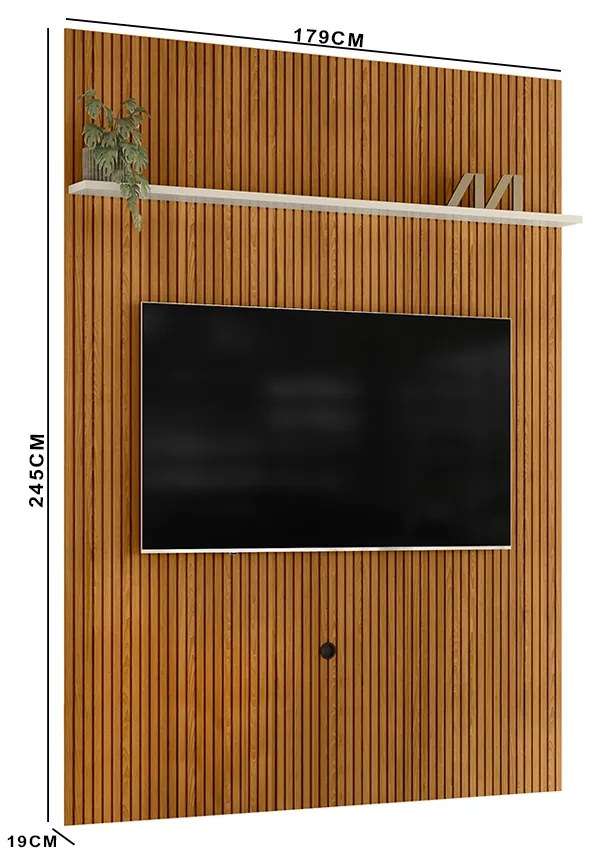 Painel TV 65 Pol 179cm Ripado para Sala Valen M20 - D'Rossi - Cinamomo e Off White
