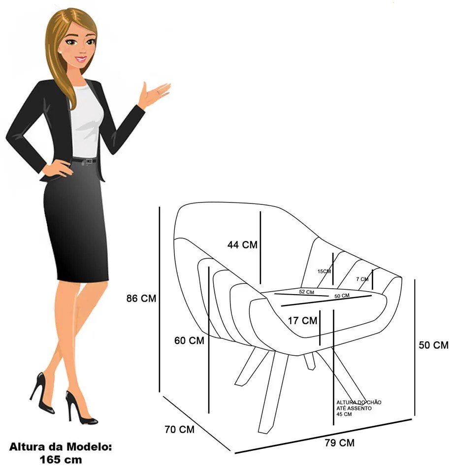 Kit 02 Poltronas Giratória Giovana Veludo Base Madeira MA30 D03 - D'Rossi - Rose