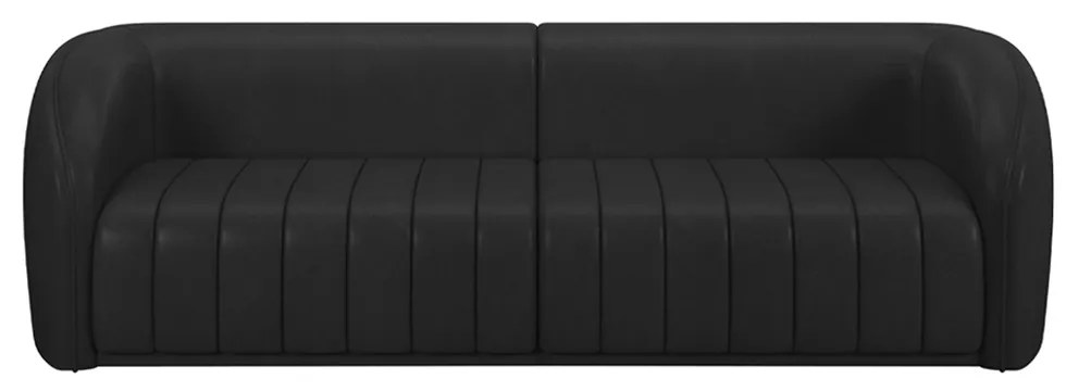 Sofá Decorativo Sala de Estar 252cm Adam 3 Lugares PU Preto G45 - Gran Belo
