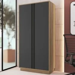 Armário Alto Para Escritório 80cm 2 Portas Rael Mel/Grafite F10 - Mpoz