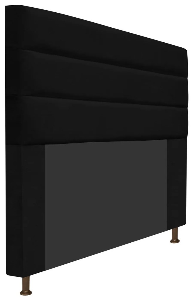 Cabeceira Estofada Turim 160 cm Queen Size Suede Preto - ADJ Decor