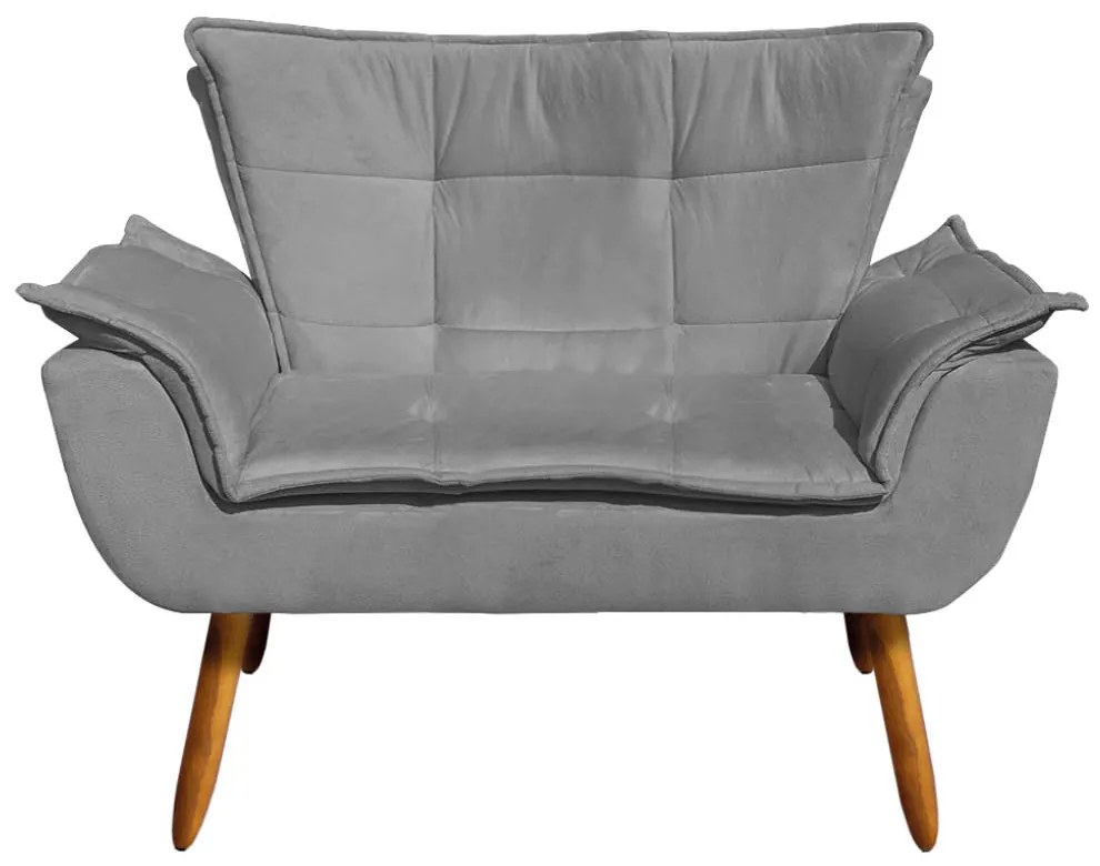 Sofá Namoradeira e 2 Poltronas Giratória MM30 Opala Suede D03 - D'Rossi - Grafite