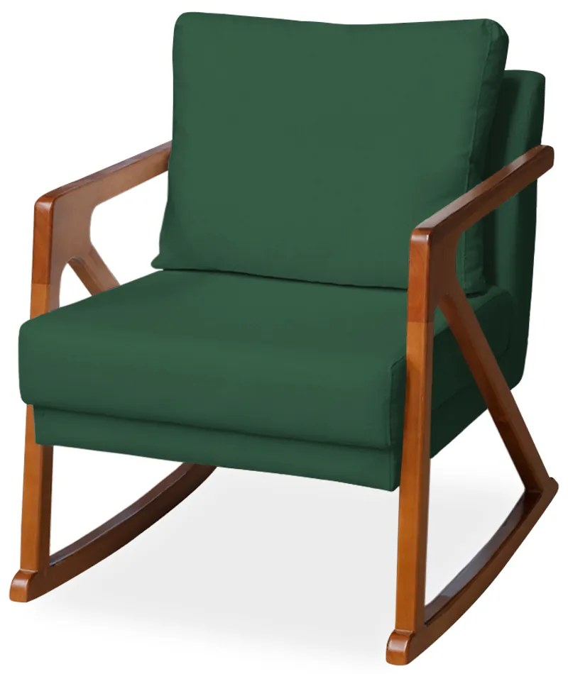Poltrona Mona Amber Balanço Veludo Verde Bandeira