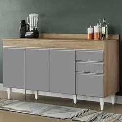 Balcão Gabinete para pia com Tampo 150cm Marrocos Castanho/Cinza - Lum