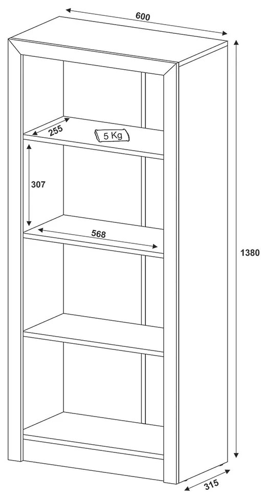 Armário Estante Alto para Escritório Home Office ME4137 MDP Nogal G69 - Gran Belo