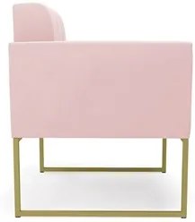 Poltrona Base Industrial Dourado Kit 2 Ana Suede Rosa Bebê - Ibiza