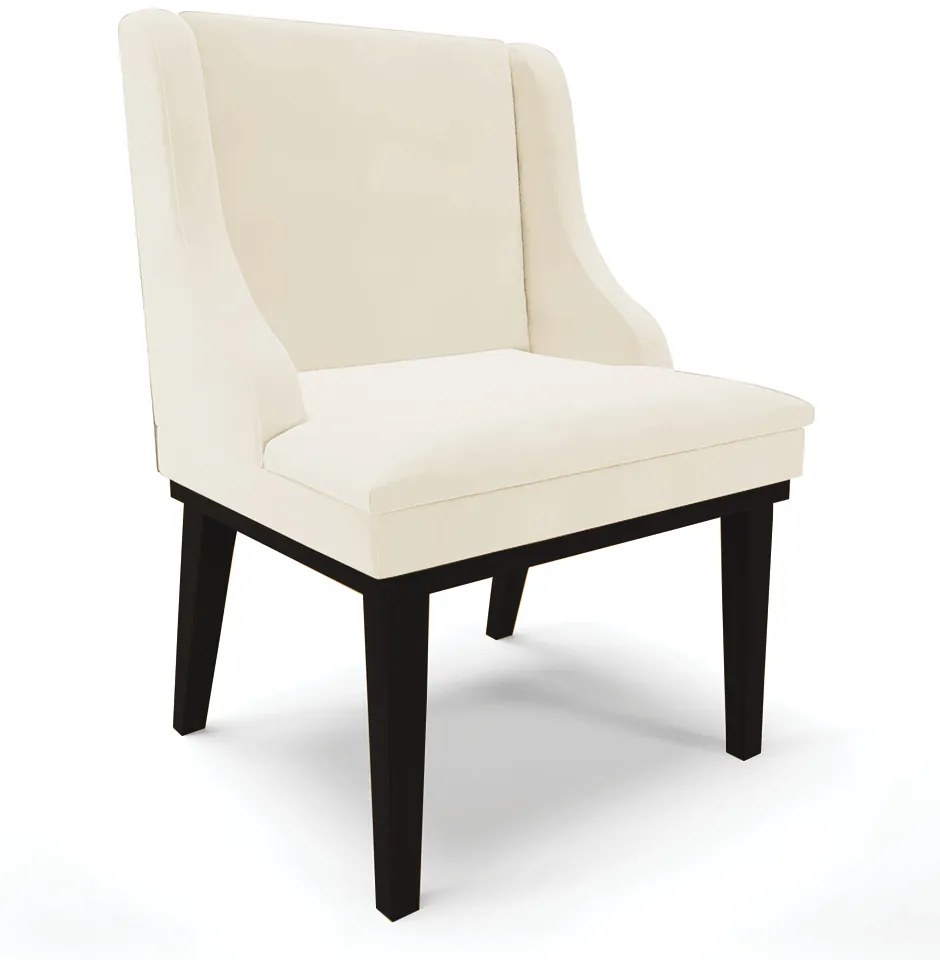 Cadeira de Jantar Liz Veludo Base Fixa Madeira Preto D03 - D'Rossi - Bege