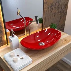 Cuba Pia de Apoio para Banheiro Canoa Luxo 45 C08 Vermelho - Mpozenato