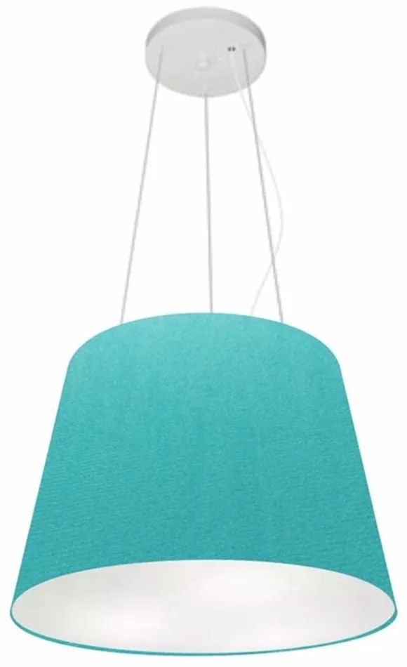 Lustre Pendente Cone Md-4152 Cúpula em Tecido 30/40x30cm Azul Turquesa - Bivolt