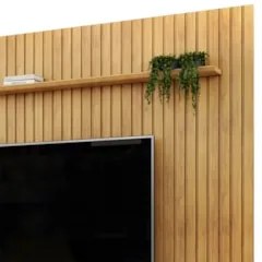 Painel TV 75 Pol Ripado 275cm e Bancada Ariane D04 Off/Cedro - Mpozena