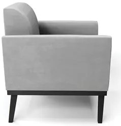 Sofá Namoradeira e 2 Poltronas Base Madeira Preto Maressa Suede Cinza