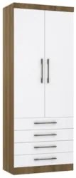 Guarda Roupa Modulado 90cm 2 Portas 4 Gavetas Delphi Avelã/Branco L01