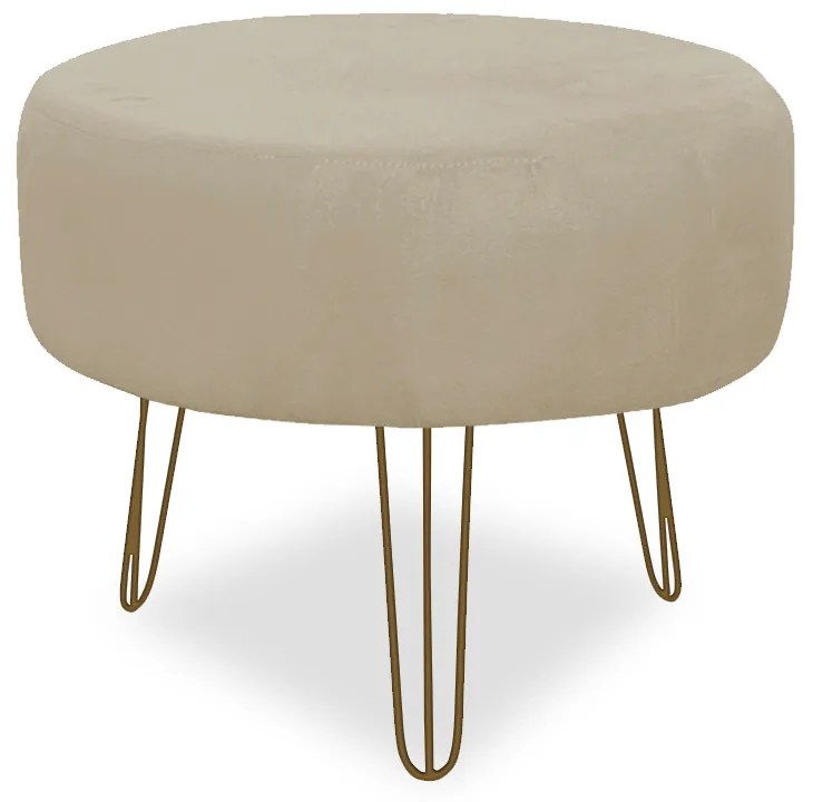 Puff Chloe Pés Hairpin Legs Dourado Suede Nude