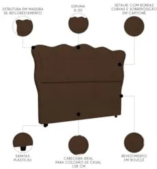 Cabeceira Casal Cama Box 140cm Oregon Z04 Boucle Marrom - Mpozenato