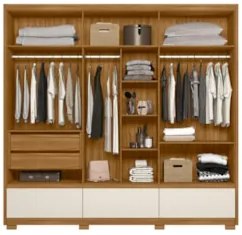 Guarda Roupa Casal 6 Portas 5 Gavetas 240cm Arizona Z17 Freijó/Off Whi