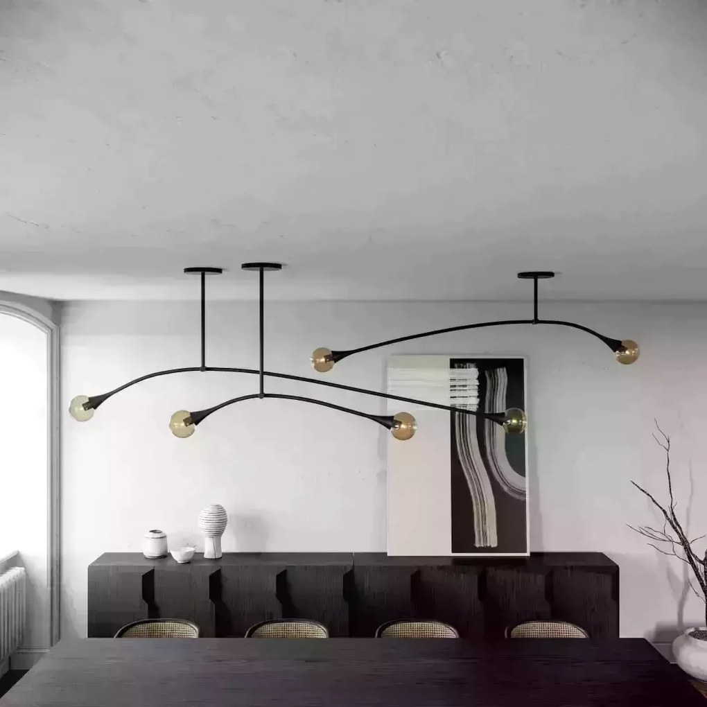 Pendente Jazz Haste Horizontal 175Cm Fixa 11X200X74Cm 2Xe27 - Usina 52... (BT - Branco Texturizado)
