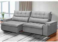 Sofá Retrátil Reclinável 3 Lugares 250cm Moritz F05 Veludo Prata - Mpo