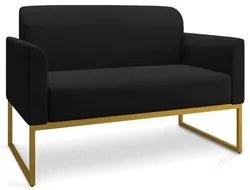 Poltrona Namoradeira 2 Lugares Base Industrial Dourada Maressa A79 Lin