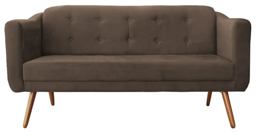 Namoradeira Bruna 1,60 m 3 Lugares Pés Palito Suede Marrom