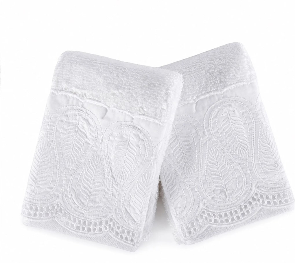 Jogo 2 Toalhas de  Lavabo Trussardi 100% Algodão Raffinato Bordado - Branco  Branco