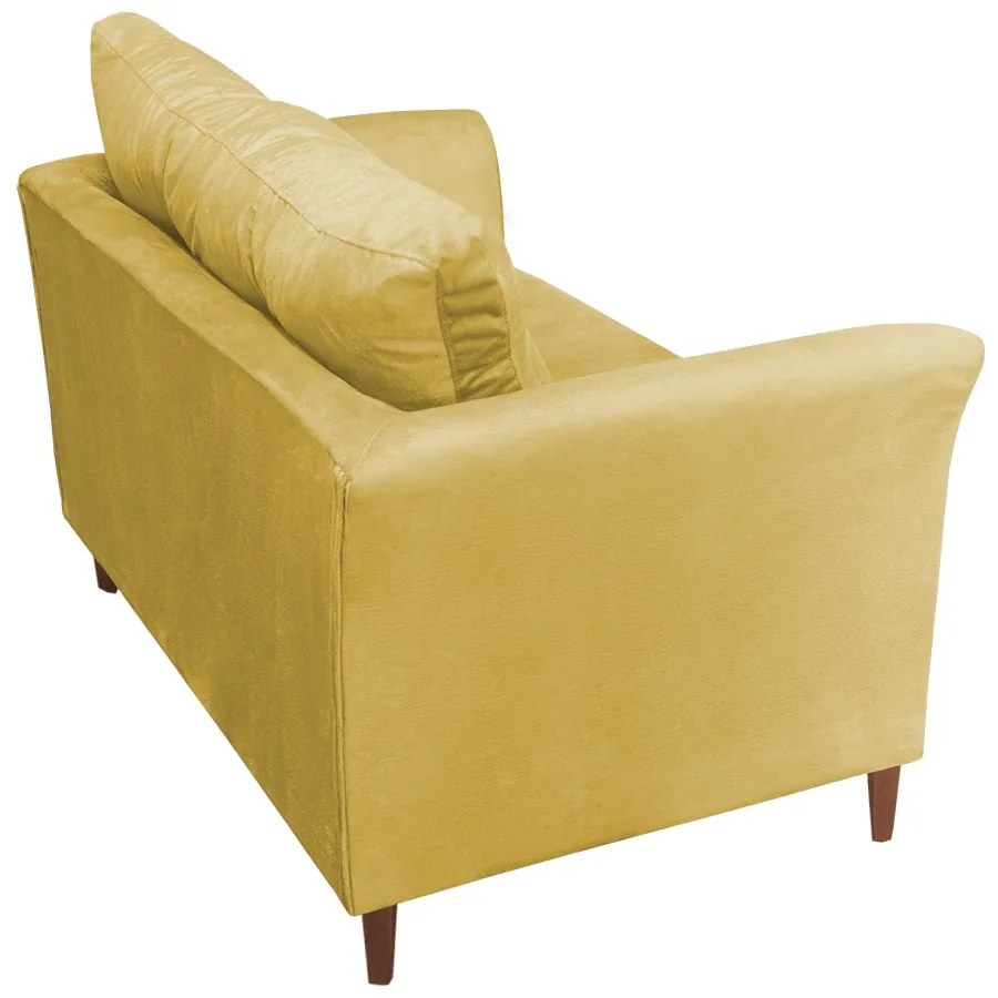 Namoradeira Ibis Decorativa 2 Lugares 1,35 m Recepção Quarto Sala Suede Amarelo
