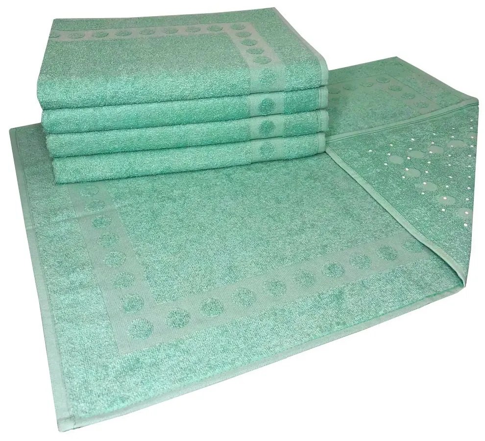 Jogo com 5 toalhas de piso com Antiderrapante Verde