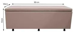 Calçadeira Baú Solteiro 90cm Estofada Liz S05 Sintético Bege - Mpozena