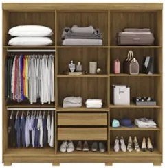 Guarda Roupa Casal 218cm 6 Portas Elegance Nature/Alasca - Vila Rica