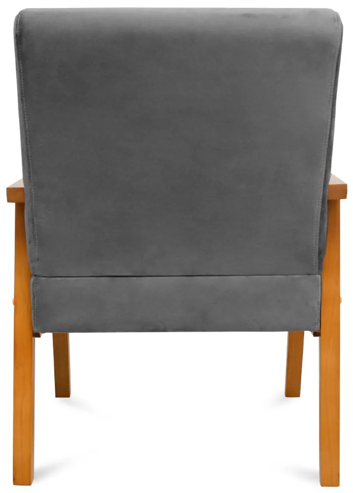 Kit 2 Poltronas Decorativas Alexa Braça de Madeira Suede Cinza - Sheep Estofados