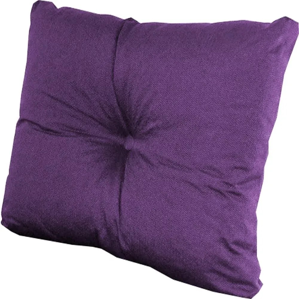 Almofada Travesseiro Com Botão Futon Capiton Tecido Suede (Roxo, Palha, Liso)