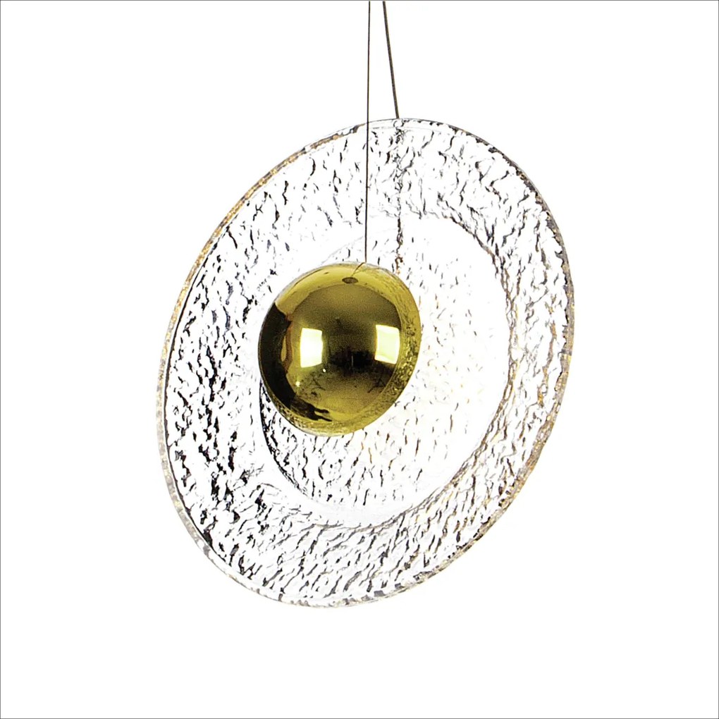Pendente Cerchio Ø27,5X9,5Cm Disco De Vidro E Metal Alumínio 01Xled 5,... (HONEY)