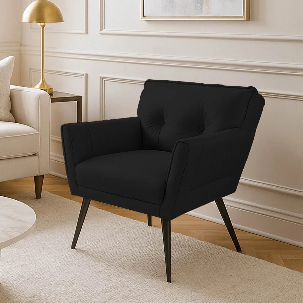 Poltrona Anitta Corino Pés Palito de Ferro D03 - D'Rossi - Preto