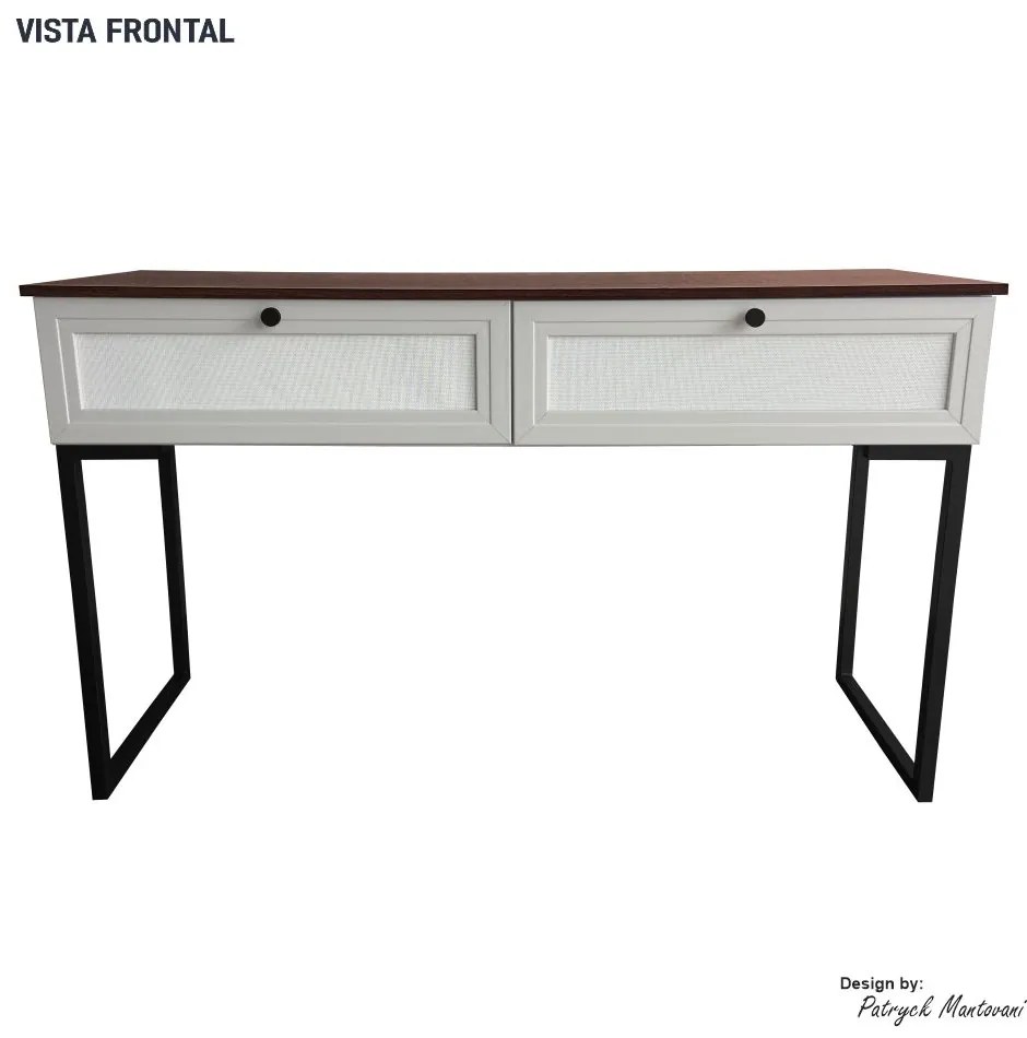 Aparador com Pé de Ferro Iron 136cm Imbuia/Bege/Preto - Vizzato - Bege