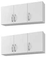 Kit 2 Armários Aéreos 120cm 3 Portas Branco - AJL Móveis