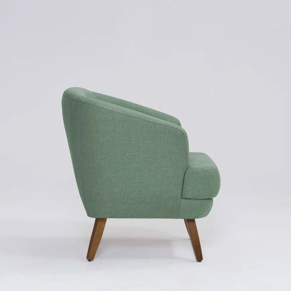 Poltrona Decorativa Milão D07 Pés Madeira Linho Mescla Verde D07 - D'Rossi